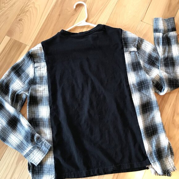 Flannel Tee Upcycle, Christmas Shirt: Size S-M, Holiday Graphics, Jingle Ladies - Picture 6 of 9